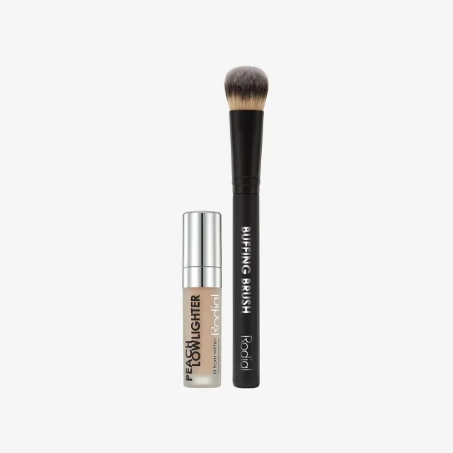 Rodial Peach Lowlighter Puder & Pinsel Set aufhellend