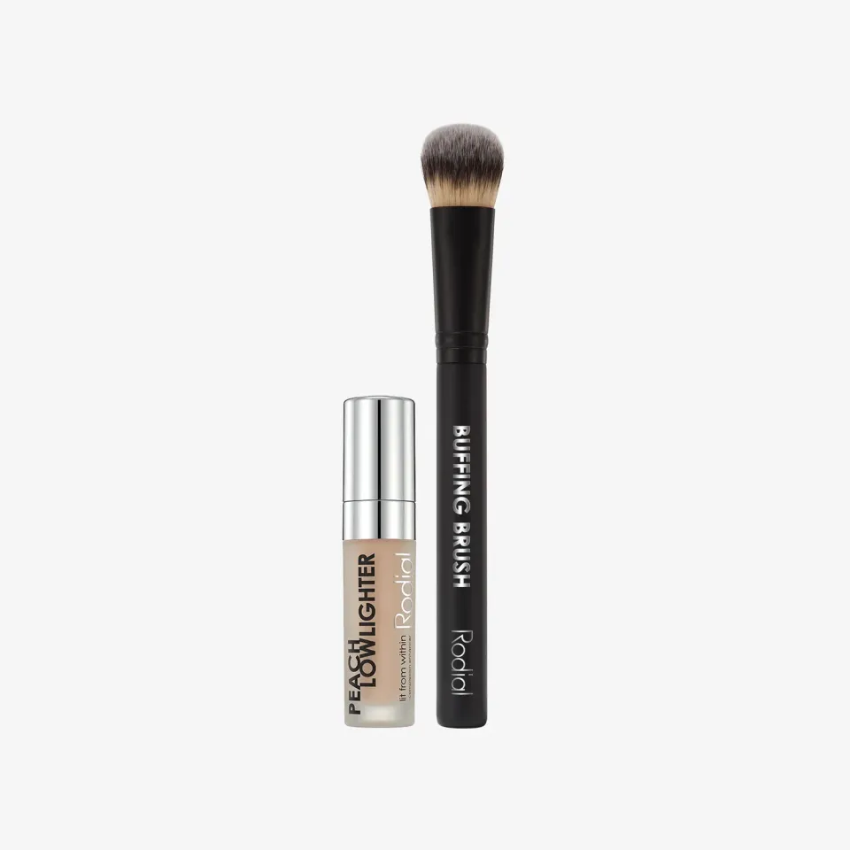 Rodial Peach Lowlighter Puder & Pinsel Set aufhellend