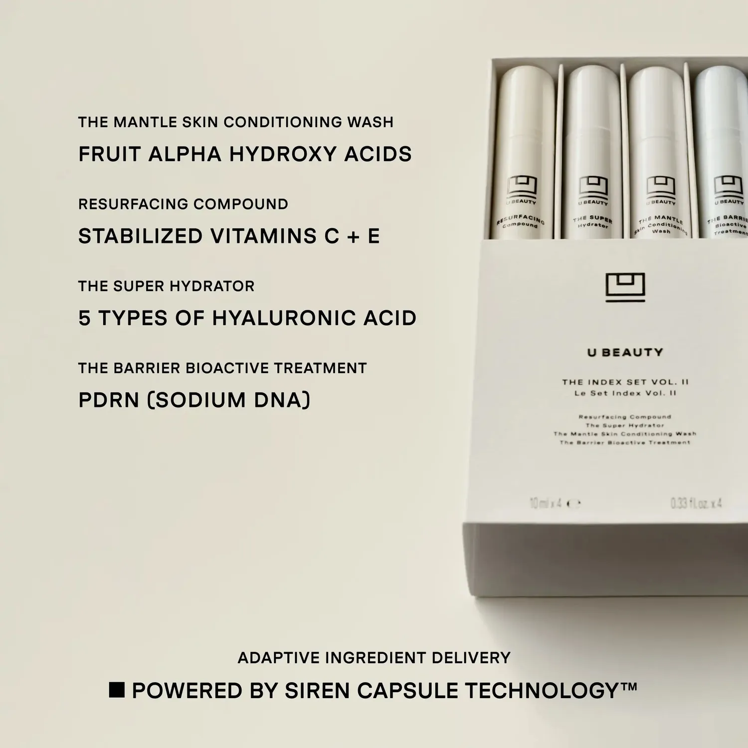 U Beauty Index Gesichtspflege Set 4x10ml feuchtigkeitsspendend
