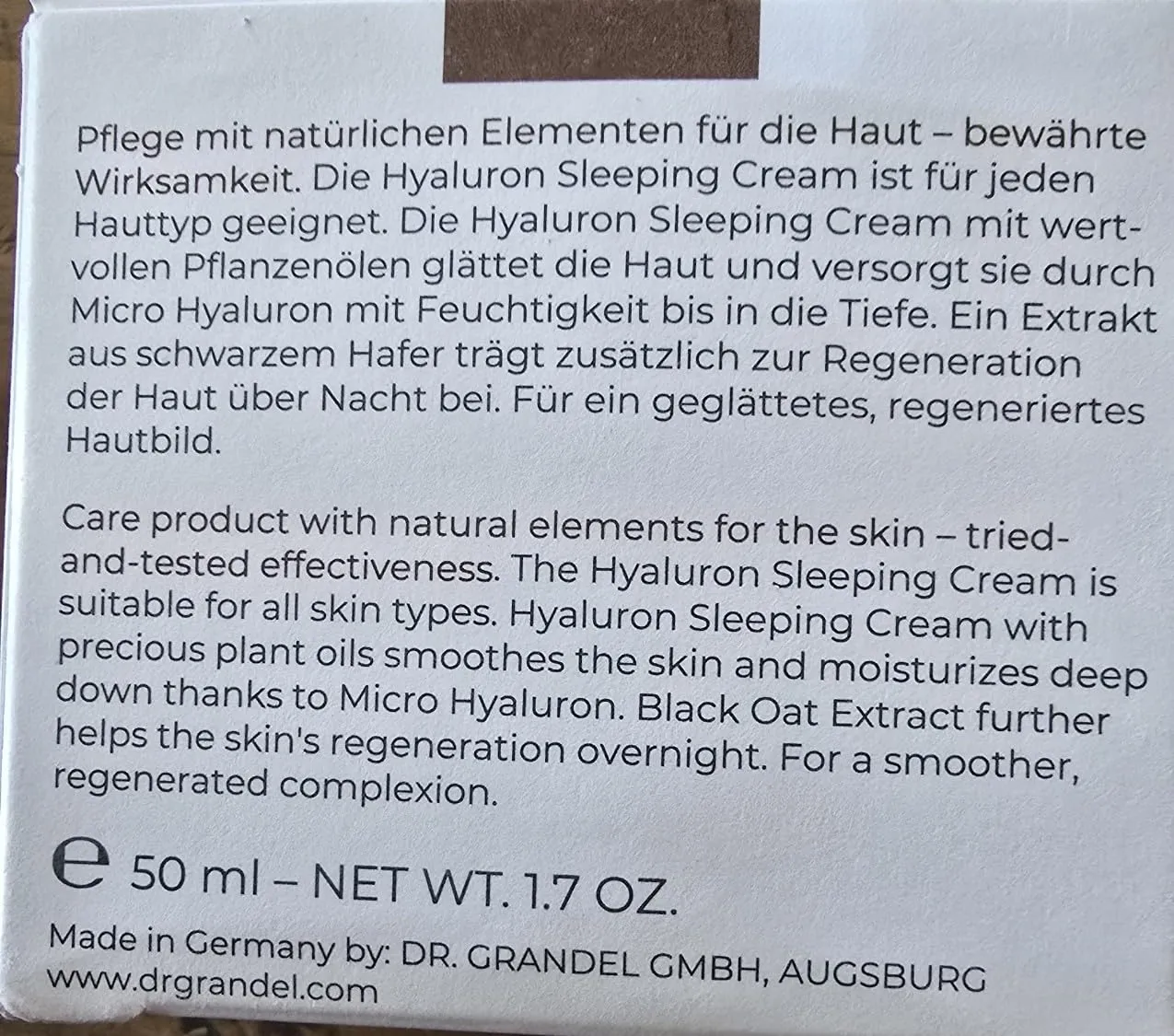 DR. GRANDEL Elements of Nature Hyaluron Sleeping Cream 50ml